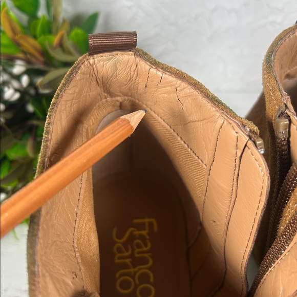 Franco Sarto “Brooke” Suede Wedge Heeled Bootie Side Zip Buckle Accent Size 7 - Picture 11 of 12